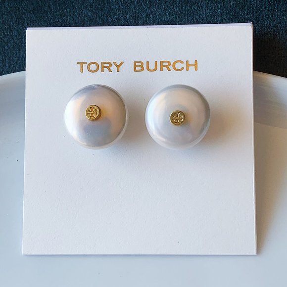 Tory Burch Jewelry - Tory Burch logo baroque pearl earrings